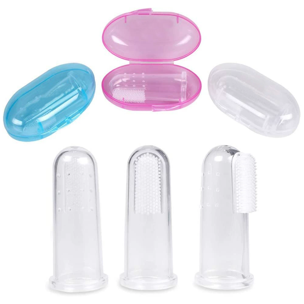 Детская зубная щетка для путешествий, силиконовая зубная щетка-напальчник для детей, силиконовая щетка для младенцев, щетка для чистки языка младенца с футляром для хранения