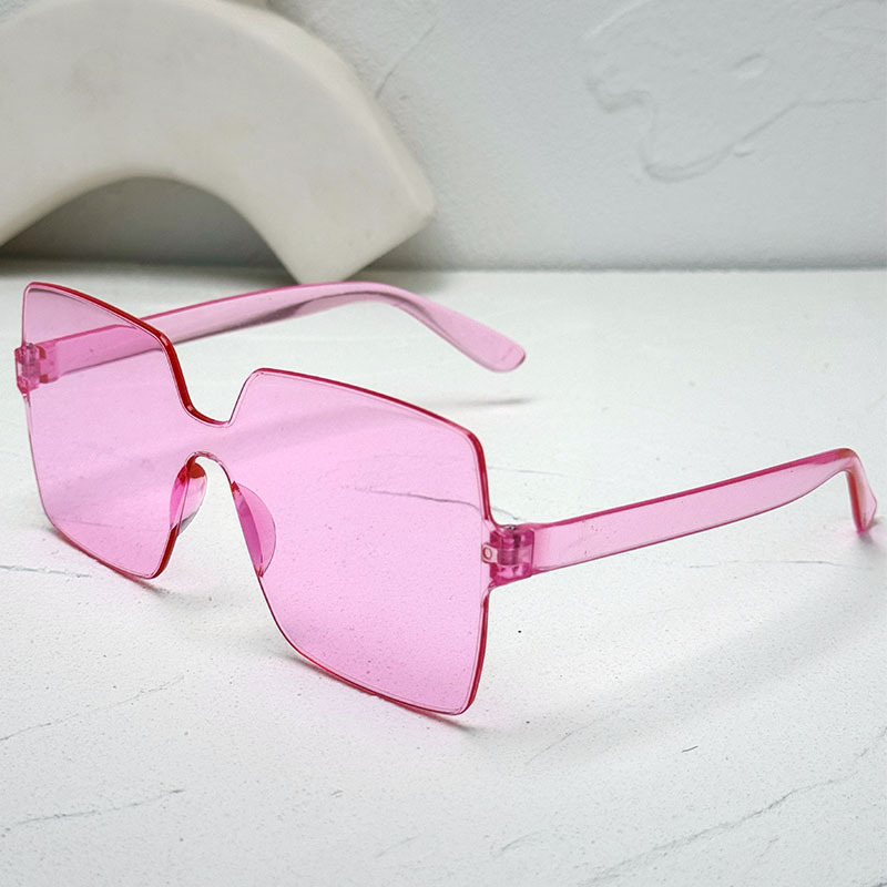 8915 New Frameless One-Piece Jelly Transparent Sunglasses European and American Candy-Colored Square Glasses with Integrated Ocean Lenses