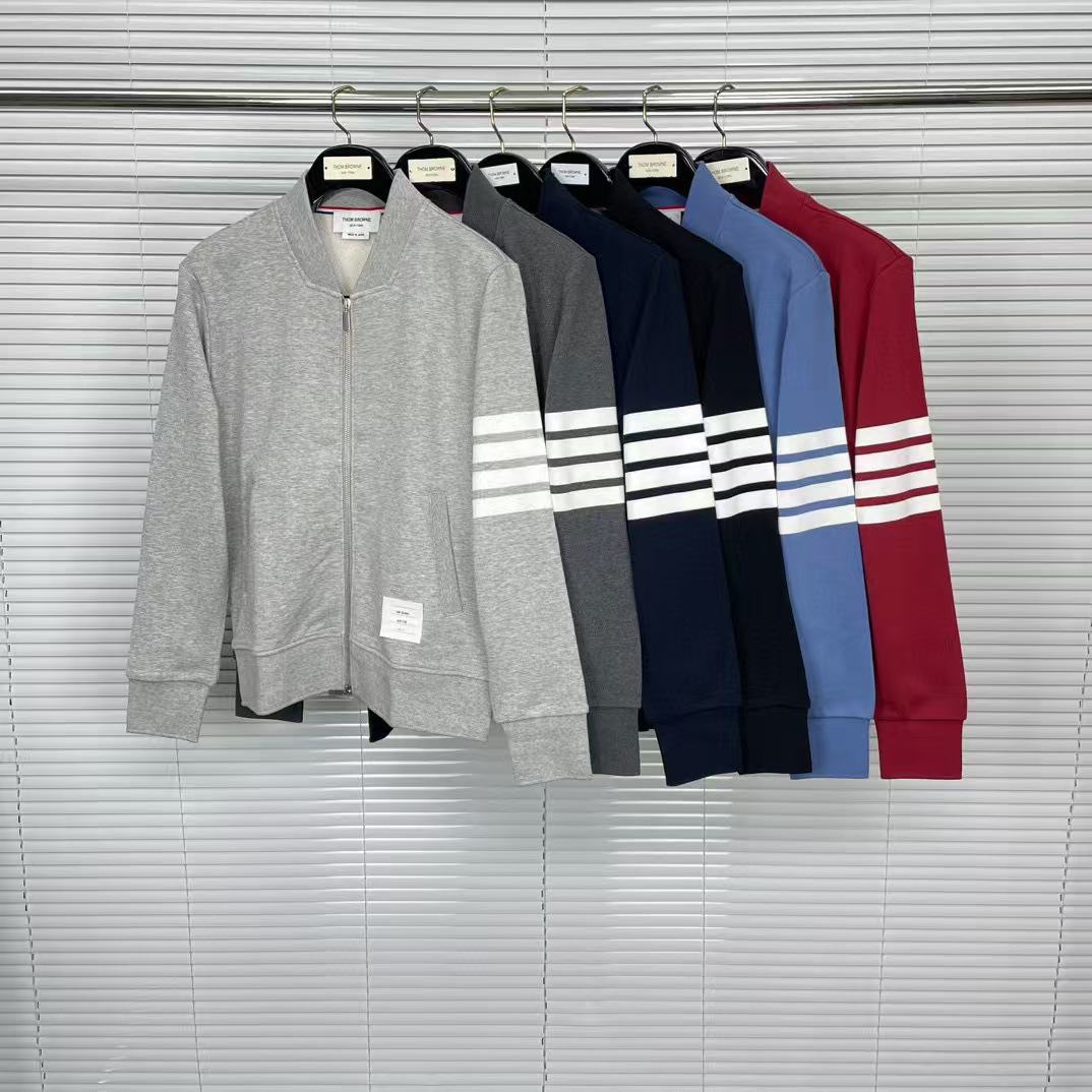 TB工厂直营立领经典四杠拉链棒球服休闲舒适百搭毛圈纯棉外套