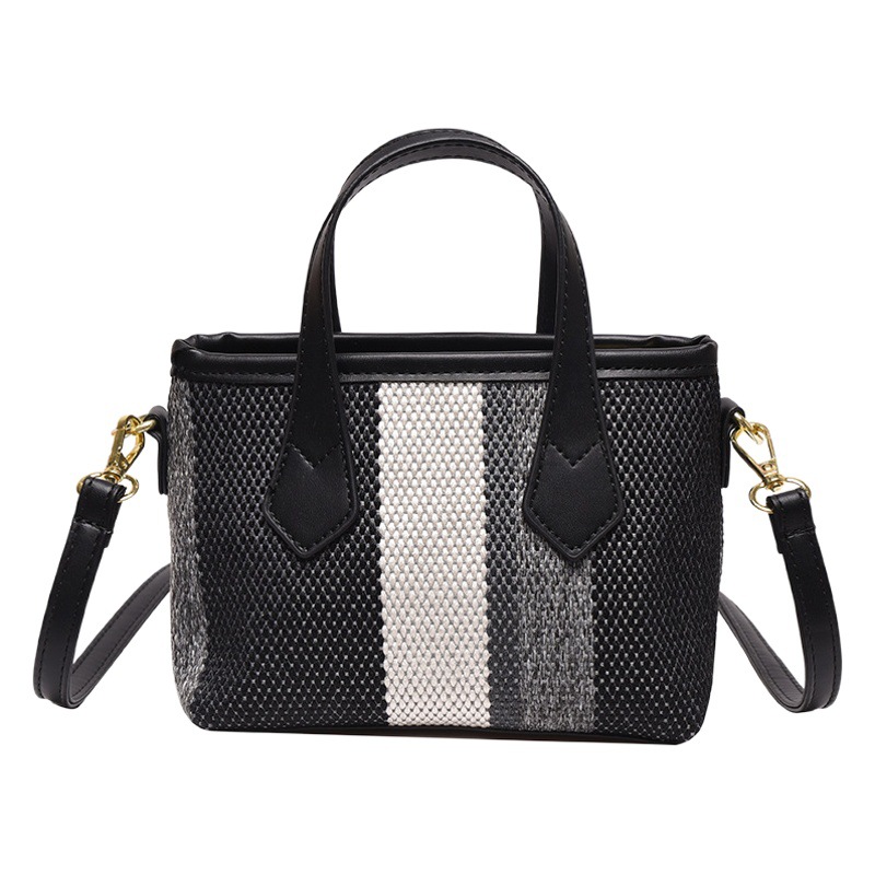 Bolso pequeño bolso de mensajero de color de contraste a rayas de lona para mujer 2022 nuevo bolso de moda coreano simple moda pequeña bolsa cuadrada