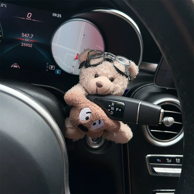 Car ornaments car stop lever steering wiper - glasses-holding-dog-bear-car-bar-decoration