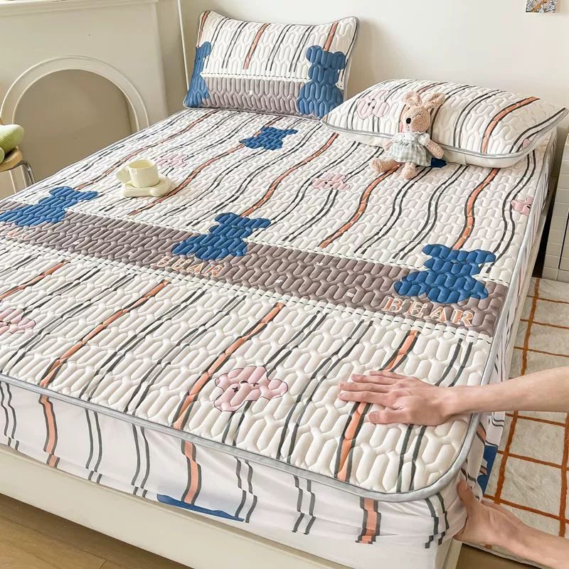 Silk mat, set, non-slip mattress, sheet, «Frozen», 3 piece set