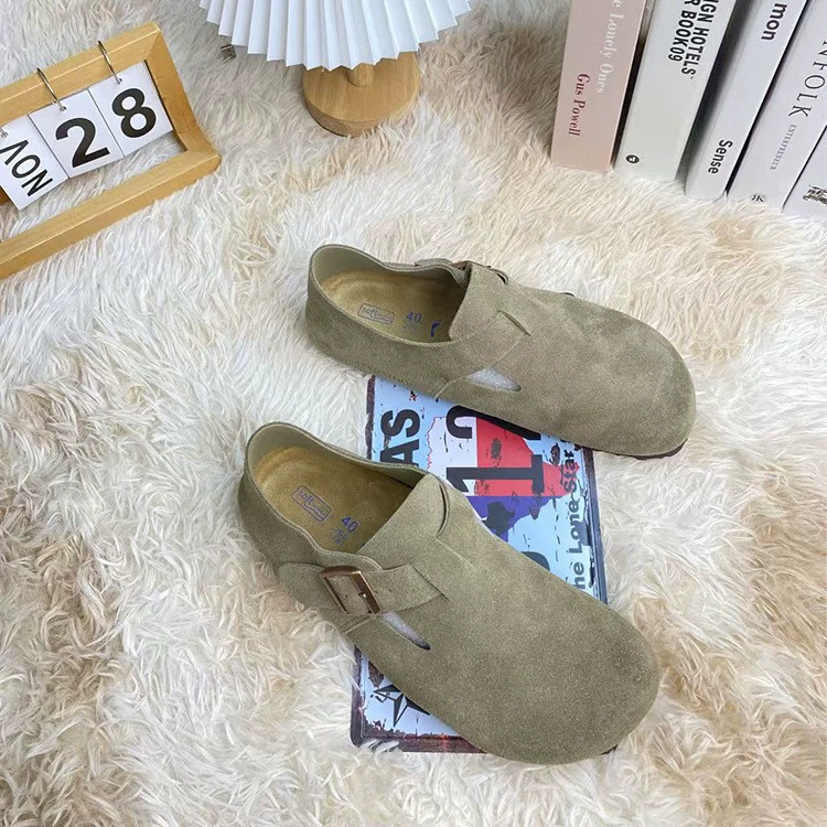 Туфли Birkenstock с полным покрытием, натуральная кожа, мягкая подошва, увеличивающие рост, низкие повседневные туфли, без застежек, легко надевать, в стиле Birkenstock.