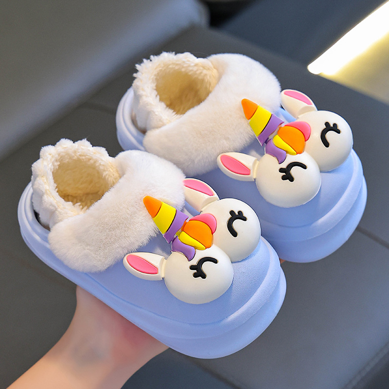 Zapatillas de algodón para niños de invierno Calidez para niños y niñas más piel de terciopelo para el hogar Zapatos de algodón para el hogar desmontables para niños pequeños y medianos