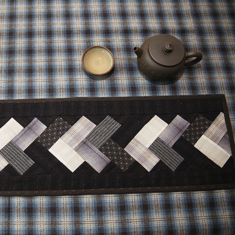 Primer paño teñido estera de té hecho a mano DIY patchwork corredor de mesa bordado Lu bordado estera de la placa de té Zen camino de mesa té arte de la vendimia toalla de té