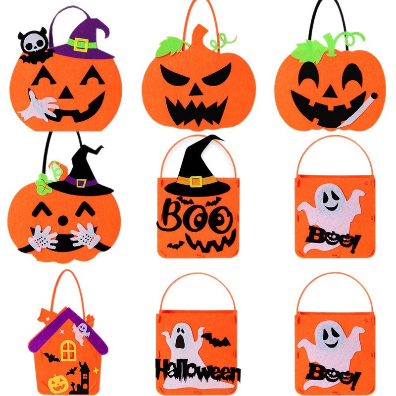 新しいハロウィン装飾ハンドバッグ子供のパーティーの雰囲気の装飾小道具ブーゴーストオレンジキャンディバッグ|undefined