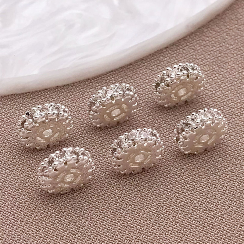 铜渡厚银保色镶钻隔珠串珠散珠桶珠水晶珍珠手串手链diy饰品配件|undefined
