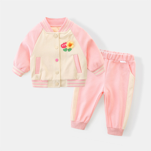 idea baby  spring and autumn suit girls clothes long-sleeved two-piece suit jacket trousers sports casual wear 3201