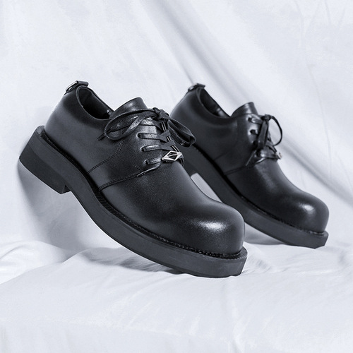 Niche large leather shoes men's casual business round toe derby shoes  dark British style trend 188188-R