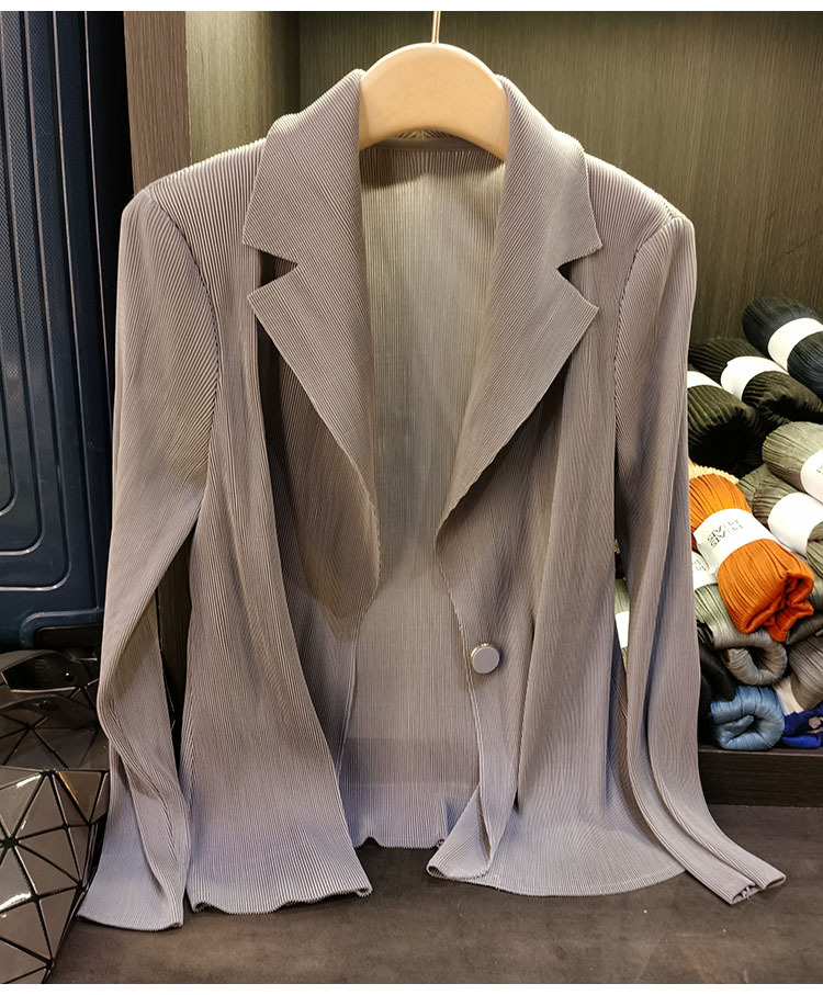 Áo blazer nữ một nút xếp ly tay dài cao cấp mùa xuân hè — Màu tím, Màu đỏ hoa hồng, Màu hồng, Màu xanh lá chi tiết 23