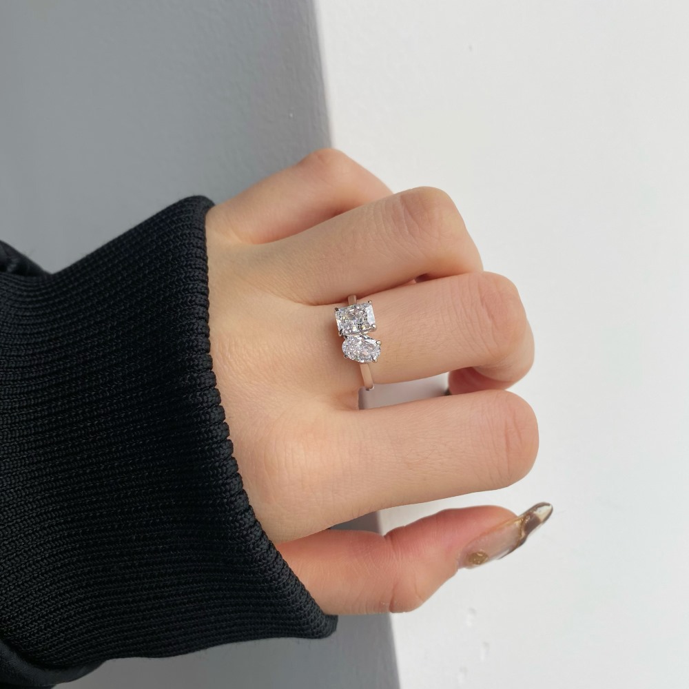 Fashion Square Oval Sterling Silver Plating Zircon Rings