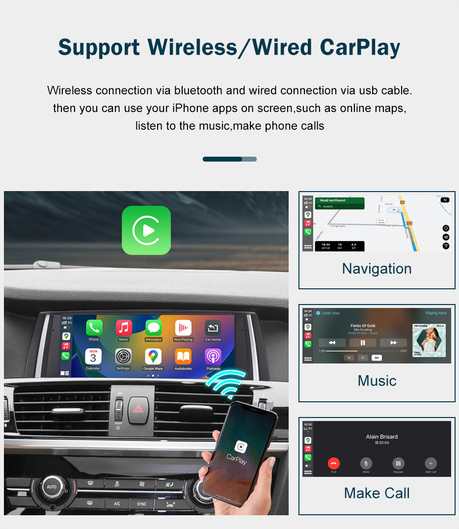Road Tuo 10.25inch Wireless Carplay for Bmw X3/x4 NBT Car Multimedia Display