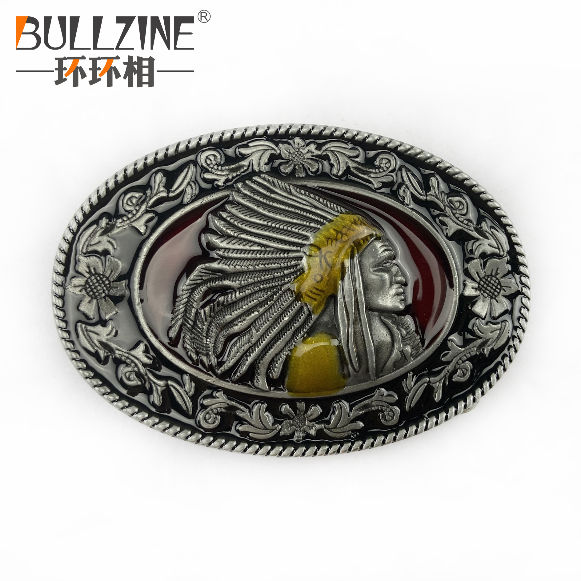 BULLZINE Zinc Alloy Indian Belt Buckle 03151 Vintage Casual Western Denim Belt Buckle