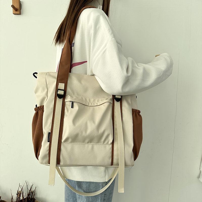 Forensen canvas tote dames grote gezichten, contrasterende kleuren, studenten, schooltassen en diagonale kruistassen zijn_voghion.com