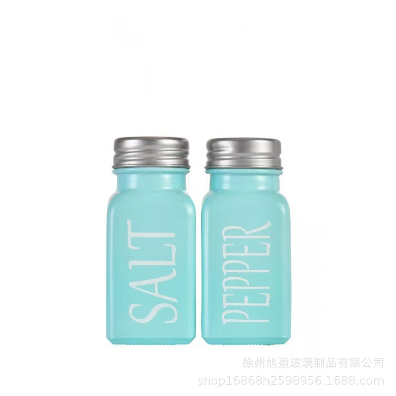 亚马逊专供黑白撒料瓶家用厨房胡椒孜然撒料瓶方形玻璃调料瓶跨境|undefined