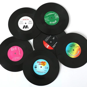 CD Виниловые записи ABS Coaster Soft Gel Bar Bar Silicone Coaster логотип QR -код фиксированный