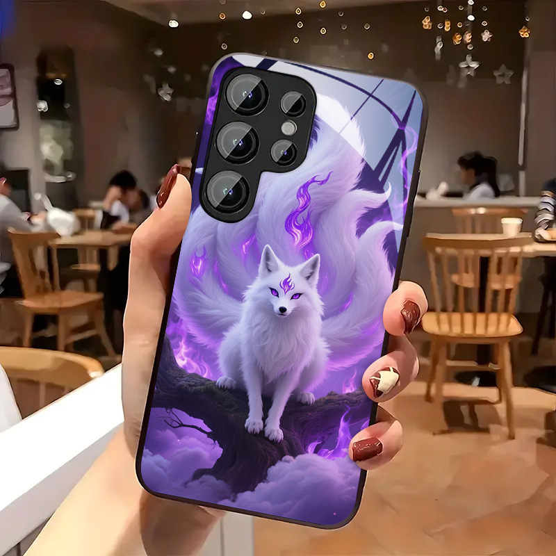 Suitable for Samsung S25Ultra Mobile Phone Case S26Plus Nine-Tailed Fox S24 Tempered Glass A16 Black Protective Case A07