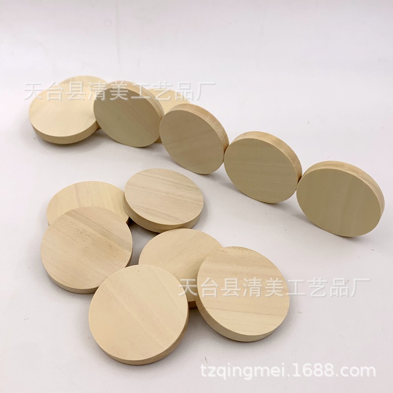 Oblea de madera 25/30/35/38/40/50mm hecho a mano DIY registro 5mm espesor 50 unids/pack ronda virutas madera