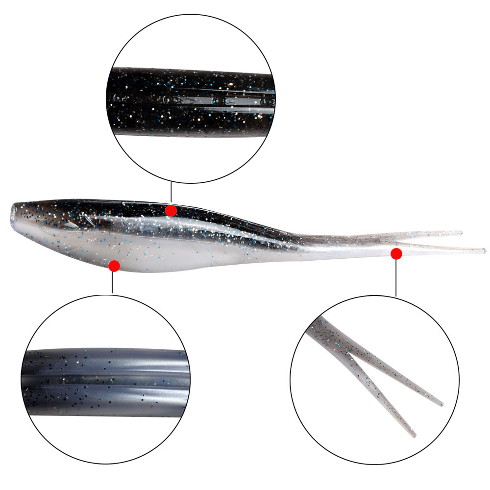 TPR Soft Bait Baby silenciador tenedor cola 175mm18gTPE3 PCs flotante de dos colores Minnow ZMA