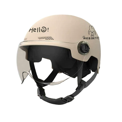 Motosiklet kaskı (dəbilqə): Men and Women, Motorcycle Helmet for - 3c-certification-spring-and-summer-lucky-rabbit-light-apricot-short-and-transparent-one-size-fits-all
