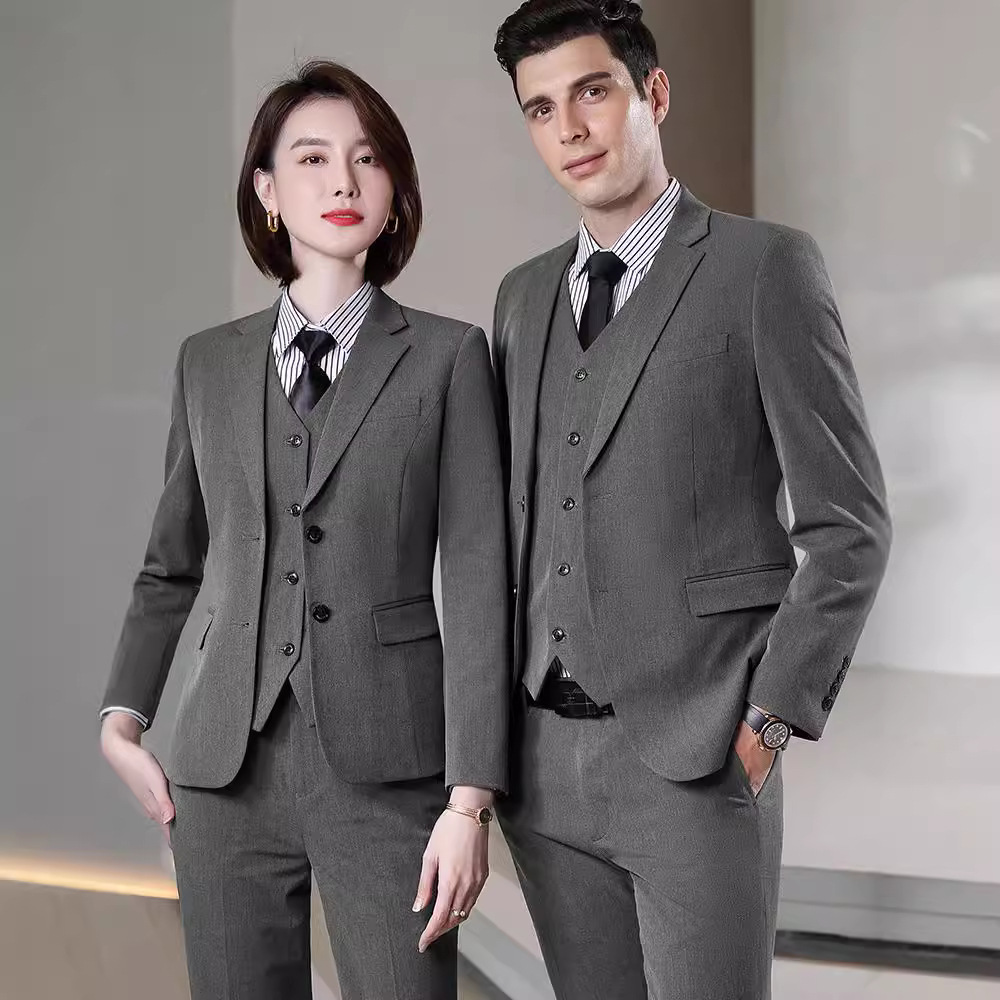 新款销售客服黑色职业正装西服套装韩版男女同款白领商务西装工服