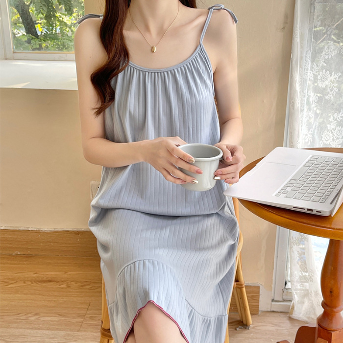 Pajamas de verano delgados de mujer en 2024 nuevo estilo coreano dulce estudiante sexy puro estilo simple vestido de pijama
