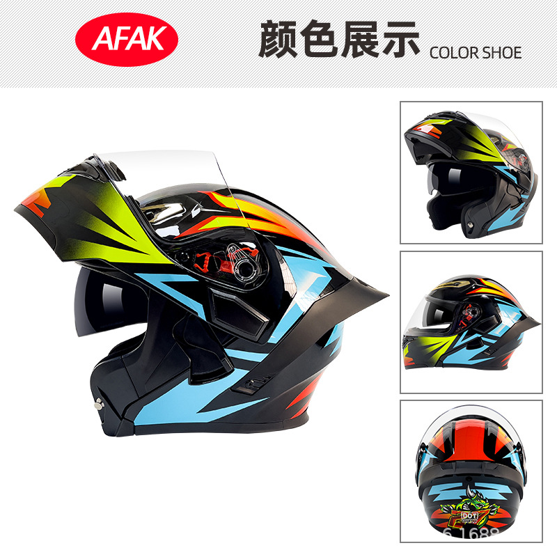 Casco de motocicleta abatible certificado 3C/DOT para hombres y mujeres, modelo de cuatro estaciones con doble visera y gran alerón trasero, fabricante de cascos de motocicleta integrales.