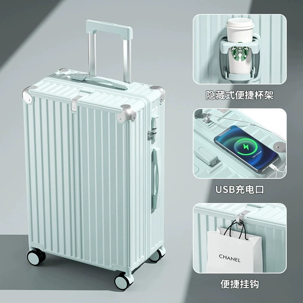 Light blue/anti-scratch and wear-resistant zipper model [front hook + charging + water cup holder + anti-collision corner]