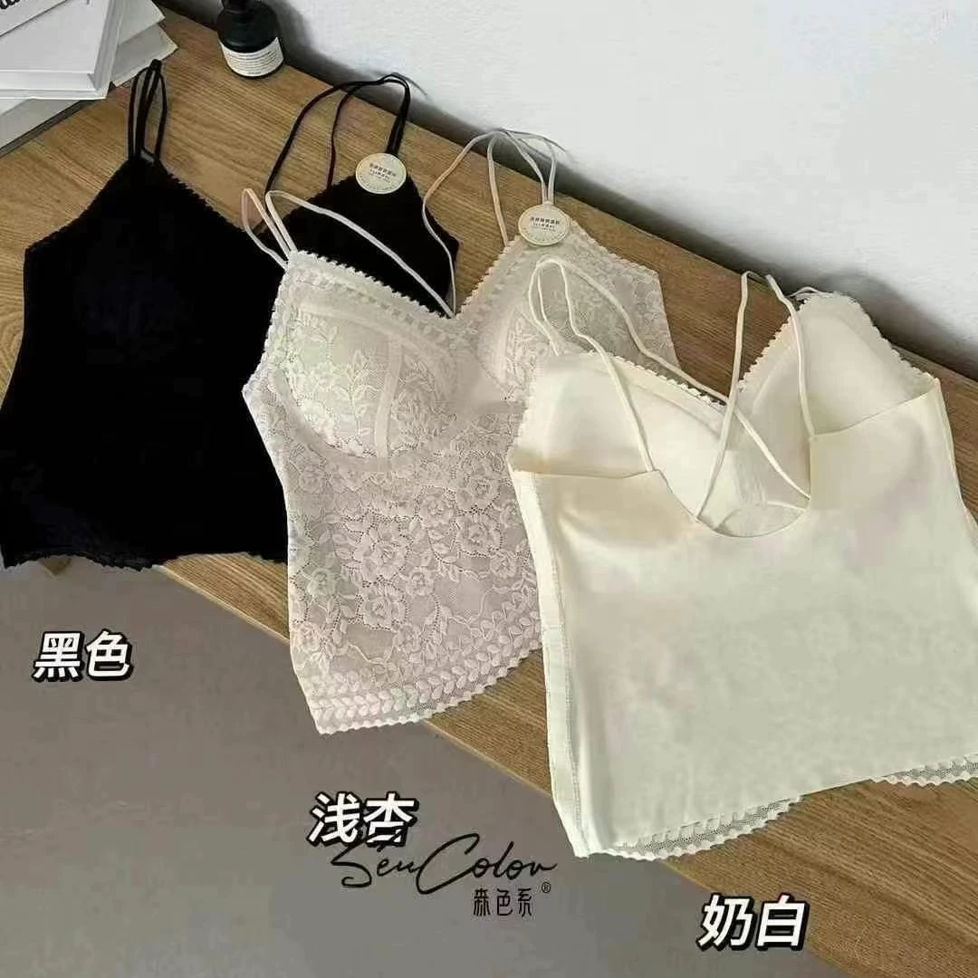 Daimerui 6221 Сексуальная кружевная майка с перекрестными бретелями для женщин с нагрудной подушечкой и фиксированной чашкой, красивая рубашка с открытой спиной.