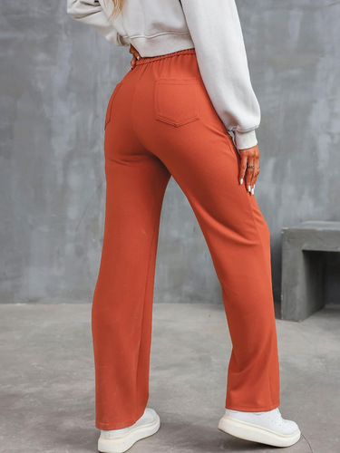 2025 New European and American-style Fashion Women's Black Casual Straight Pants with High Waist, Buttons, Elasticity, and Multiple Pockets