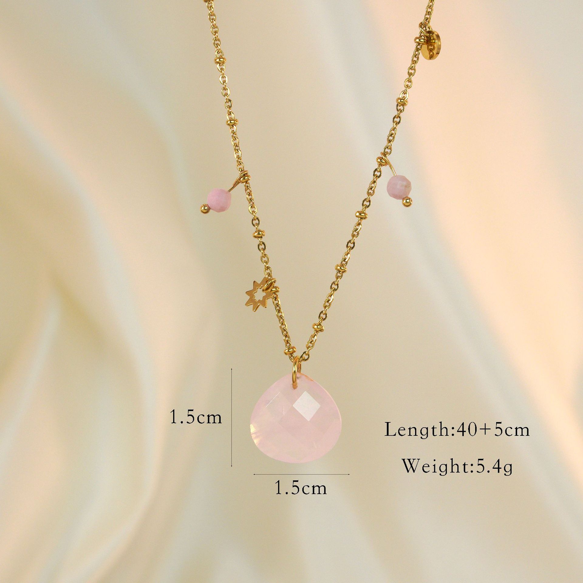 Women's Gender Modern Style Sweet Water Droplets Natural Stone Titanium Steel Pendant Necklace In Bulk