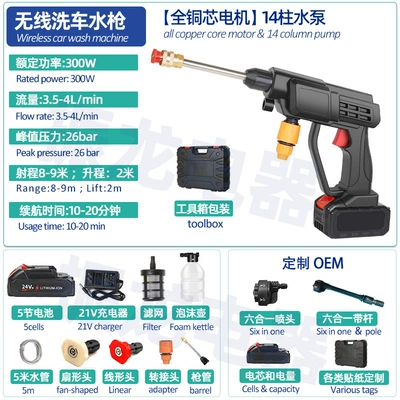 Rechargeable Car Wash Gun Lithium – High pressure car wash water gun - 8108-high-pressure-car-wash-water-gun-5-batteries-1200mah-tool-box-packaging