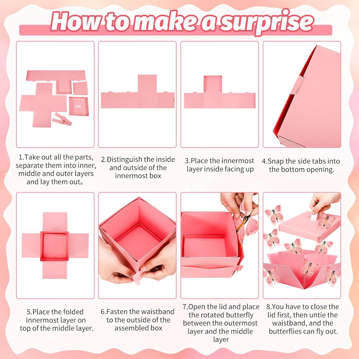(Cross-border trading), gift box with butterfly, postcard, travel version, Birthday gift 4