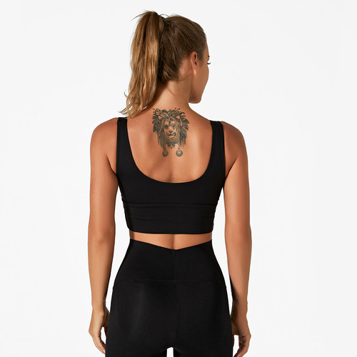 Nylon lulu beautiful back U-shaped high-intensity sports yoga bra running shock-proof push-up breast-reducing body bra