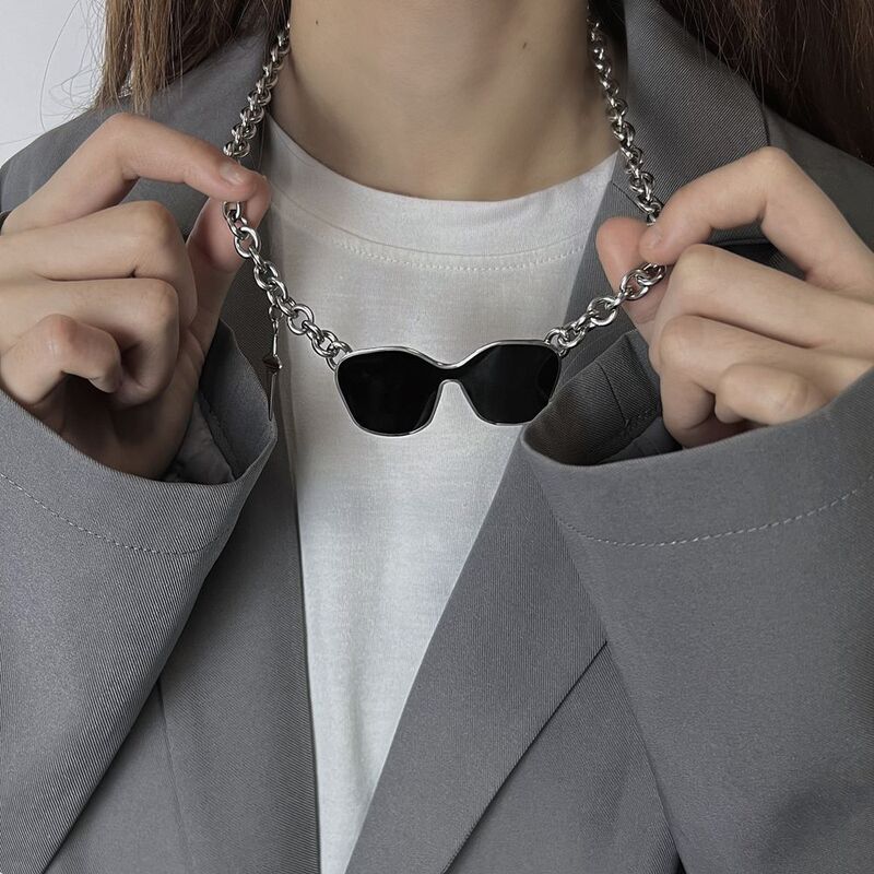 Sunglasses Necklace Niche Punk Design Star Ins Stitching Titanium Steel Men's and Women's Fashionable Hip Hop Style Duffy Handsome Cool