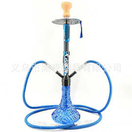 阿拉伯水烟壶全套酒吧shisha大号双管加长4*4大烟雾玻璃水烟筒斗