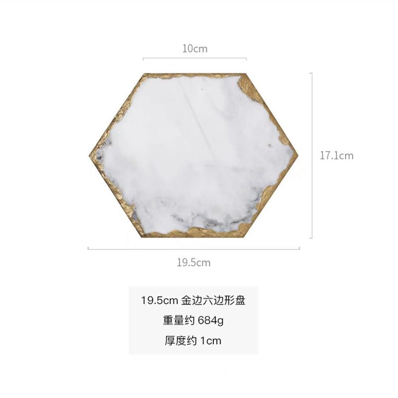 Nórdico ins estilo bandeja de mármol natural lujo oro borde placemat Coaster aislamiento vajilla suave accesorios Decoración