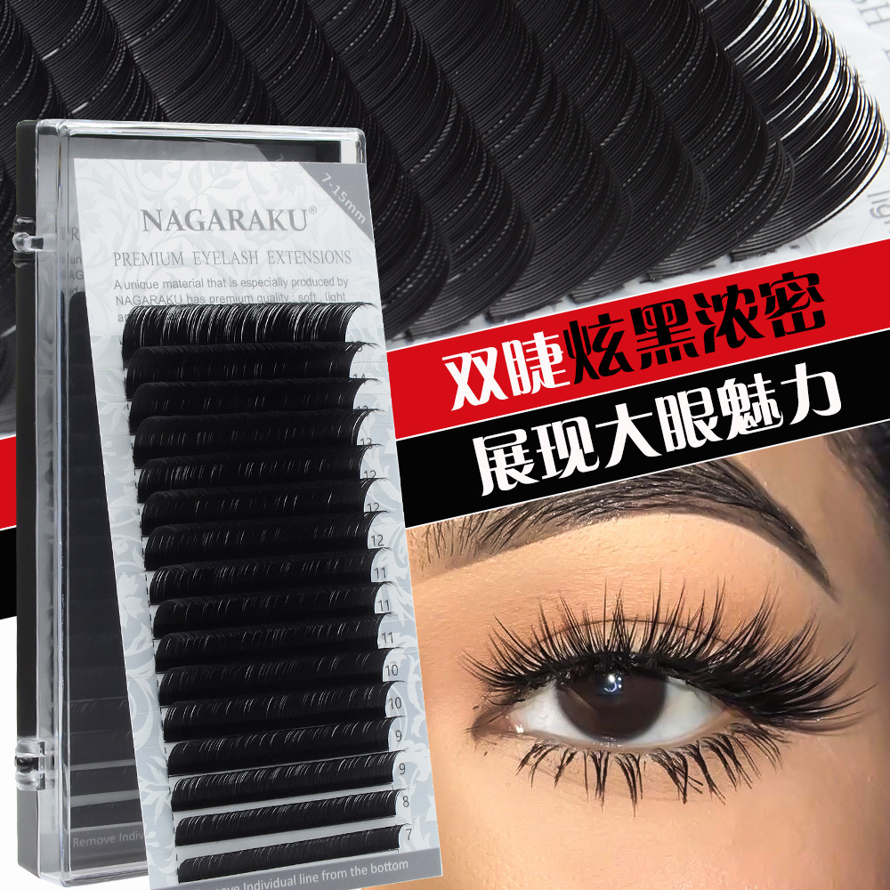 Nagaraku16 Row Matte Single round Hair Mixed Soft Multi-Take Manual Flowering Grafting Eyelash Factory Wholesale