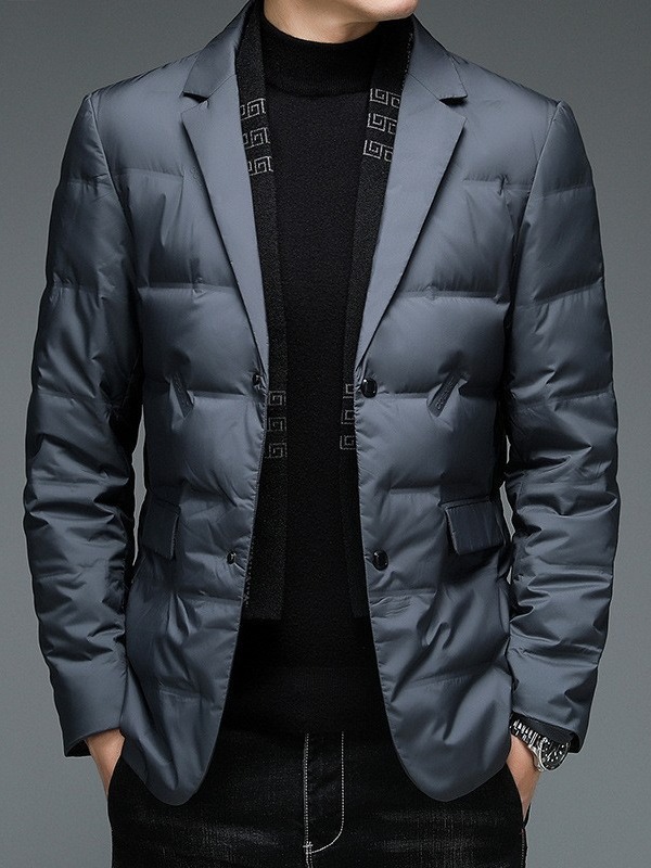 Chaqueta de plumón con cuello tipo bufanda para hombre, nueva ropa de invierno para hombre, traje informal de negocios para hombre de mediana edad, chaqueta de plumón ligera con cuello tipo traje