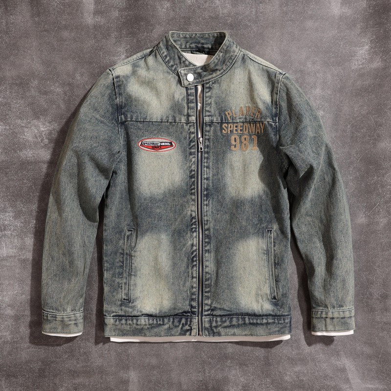 Autumn and winter trendy brand denim jacket men's loose retro men's jacket versatile lapel high street men's top_voghion.com