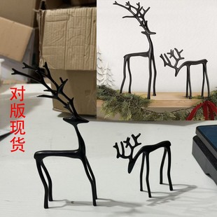 Set of 2 Black Reindeer Statues�Ͻ��}�QС�����ɫ�Z¹����