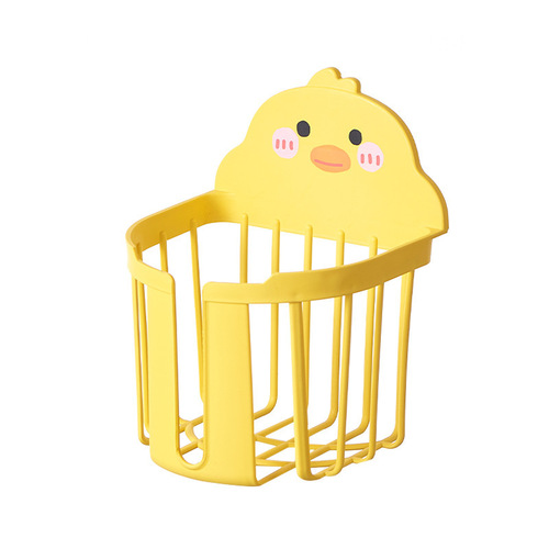 Little yellow duck tissue box punch-free wall-mounted creative home bathroom cute cartoon storage shelf storage box