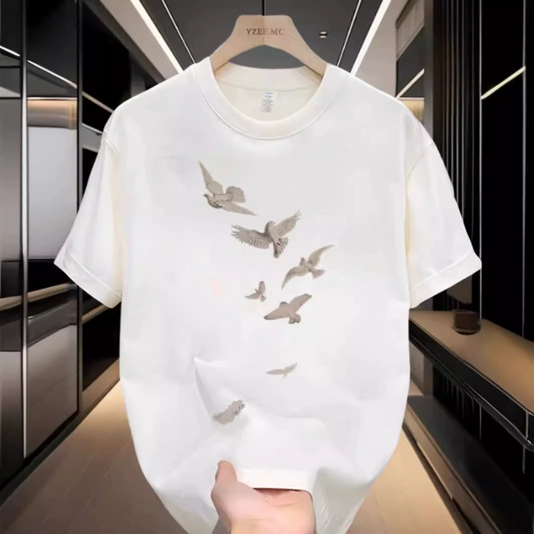 Хлопчатобумажная мужская футболка с половинным рукавом с индивидуальным принтом с короткими рукавами и круглым вырезом летом свободная новая модная повседневная топ