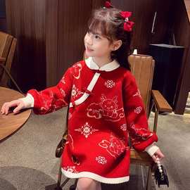 女童连衣裙套装春秋冬5新儿童毛呢格子背心裙衣服两件套礼服