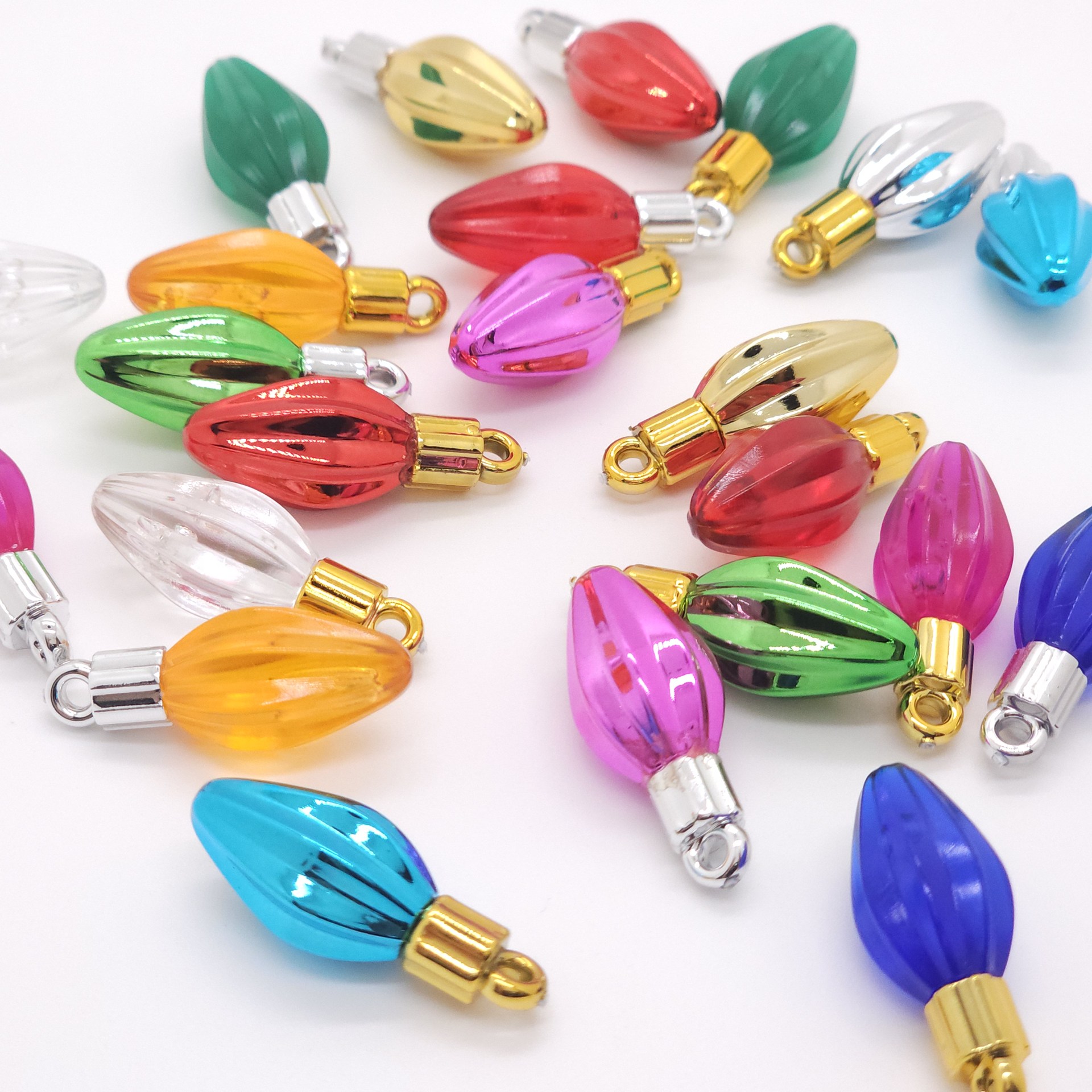 圣诞节日装饰灯珠 喷镀明苯条纹网纹装饰饰品珠 多款多色高档灯珠