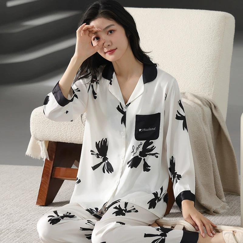 Demi-season pijama, silk cardigan, long-sleeve, trousers