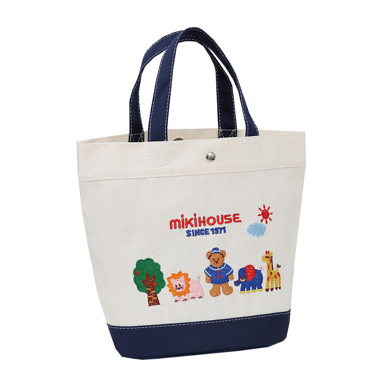 Bolso de mamá Bolso de dibujos animados zoológico para mujer Bolso de almacenamiento de gran capacidad Bolso de cubo portátil con estampado bordado simple