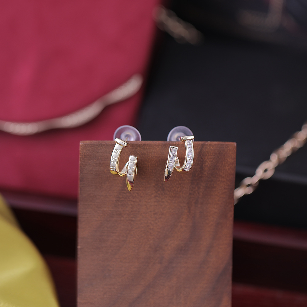 Nail Spike Drop Earrings With Zirconia Micro Inlay In Gold Plated_voghion.com