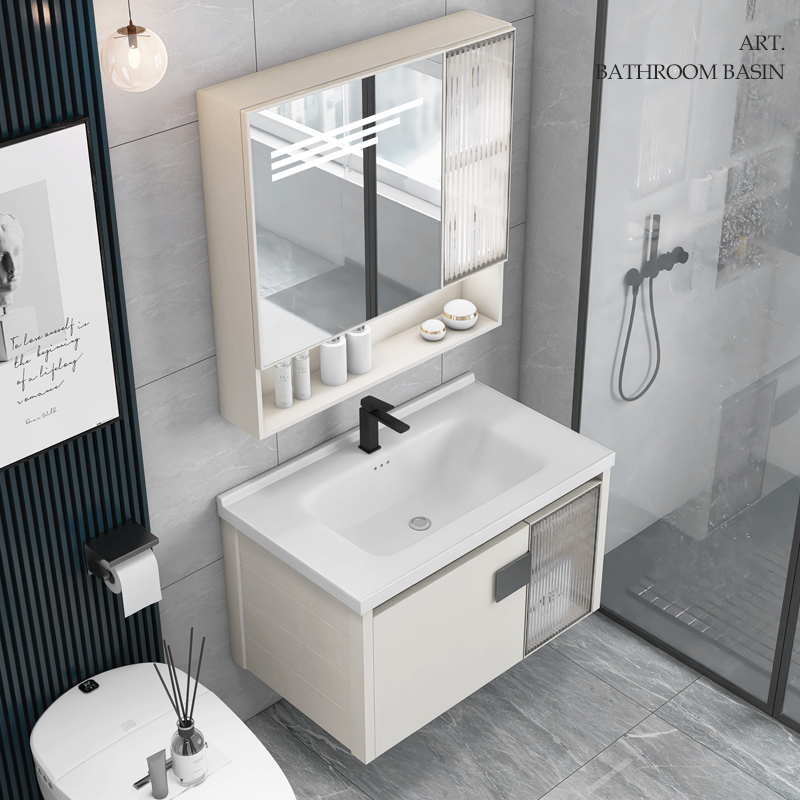 Celebridad de Internet oso inteligente espejo lavabo combinación gabinete Simple caqui aleación de aluminio gabinete de baño gabinete de almacenamiento a prueba de agua