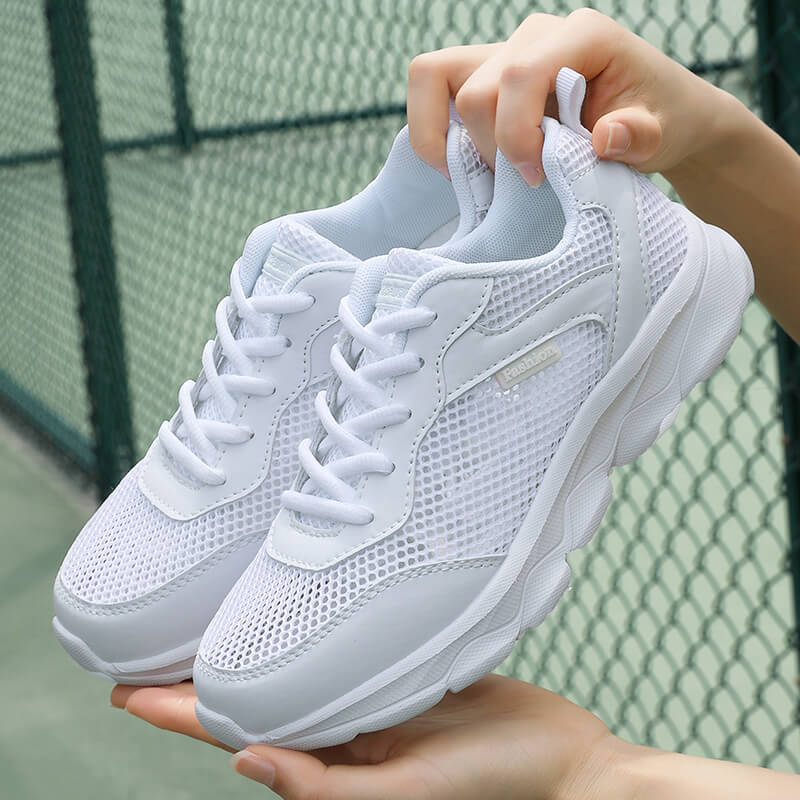 2023 spring new cross-border women's casual shoes Korean style lace-up sneaker lightweight breathable large mesh hollow women's shoes
